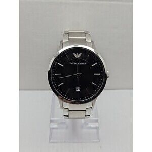 Emporio Armani Sportivo Renato 43mm Date Quartz Watch Silver Tone New Battery